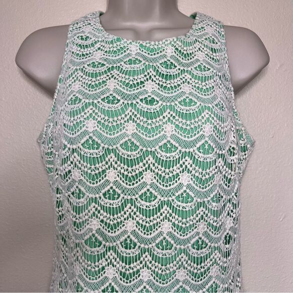 Southern Tide Sawyer Lace Sheath Dress Starboard Green Cream Sleeveless Women 4 - Picture 4 of 15